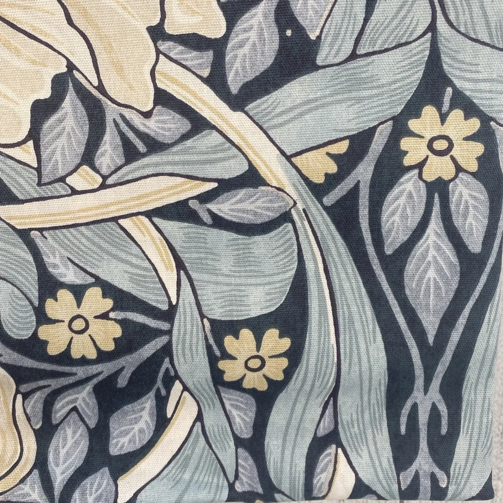 William Morris Curtain Panel Pair 50x84 Pimpernel Ink Navy Blue Floral Cotton